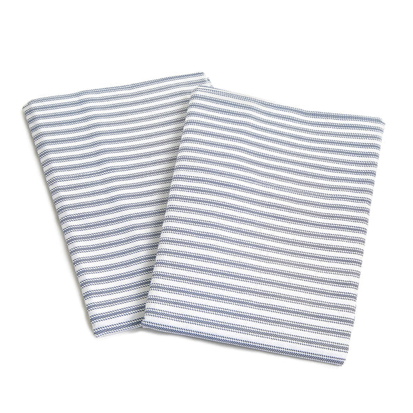 Peru Pima, Bed Sheets Set with 4 Pieces, 415 Thread Count, Percale, 100% Peruvian Pima Cotton, Hotel Luxury Quality, Extra Soft and Cooling Sheets, Queen Size, Nautical Stripe Blue