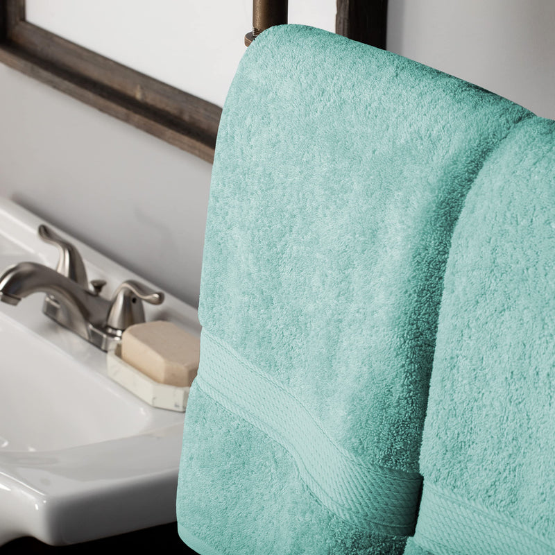 Superior Egyptian Cotton Pile 6 Piece Towel Set, Includes 2 Bath, 2 Hand, 2 Face Towels/Washcloths, Ultra Soft Luxury Towels, Thick Plush Essentials, Guest Bath, Spa, Hotel Bathroom, Sea Foam