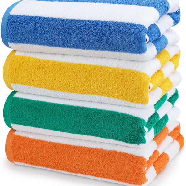 アウトドア寝具 COMFORT TOWEL BATH Utopia Towels [4 Pack Cabana Stripe Beach Towel, (30x60