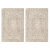 COTTON CRAFT 2 Pack Reversible Bath Mat - Soft Plush Bath Rug -17x24- Linen