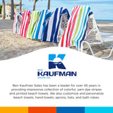 Ben Kaufman Cabana Stripe Beach & Pool Towel - Large Cotton Terry Beach Towel - Soft & Absorbant - Assorted Colors - 30" x 60" - 6 Pack