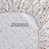 Softan Floral Queen Sheet Set Orange Flower Printed Bed Sheets - 4 Piece Soft Microfiber Patterned Fitted Sheets with 15" Deep Pocket and Corner Straps, Cute Spring Sheets & Pillowcase Set