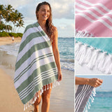 Utopia Towels - 4 Pack Turkish Beach Towel (40 x 72 Inches) - 100% Cotton Big Beach Towels Oversized - No Sand, Lightweight & Quick Dry - Prewashed for Soft Feel (Cool Grey, Aqua, Pink, Sea Foam)