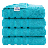 American Soft Linen Luxury 4 Piece Bath Towel Set, 100% Cotton Turkish Bath Towels for Bathroom, 27x54 in Extra Large Bathroom Shower Towels, Aqua Blue Bath Towels