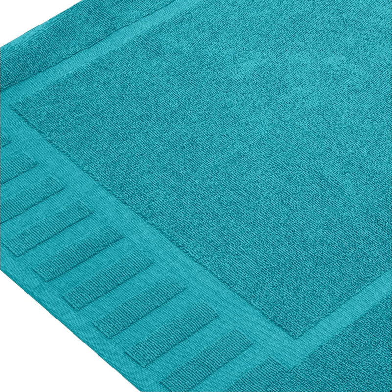 White Classic Luxury Bath Mat Floor Towel Set - Absorbent Cotton Hotel Spa Shower/Bathtub Mats [Not a Bathroom Rug] 22"x34" | 2 Pack | Aqua