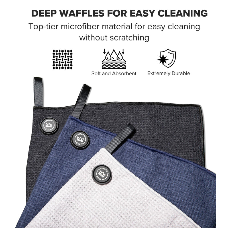 Magnetic Golf Towel for Golf Bags - Microfiber Golf Towels for Men & Women - Waffle Golf Bag Towel with Magnet (Gray)