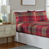 Pointehaven Flannel Deep Pocket Set with Oversized Flat Sheet, California King, Piedmont Plaid