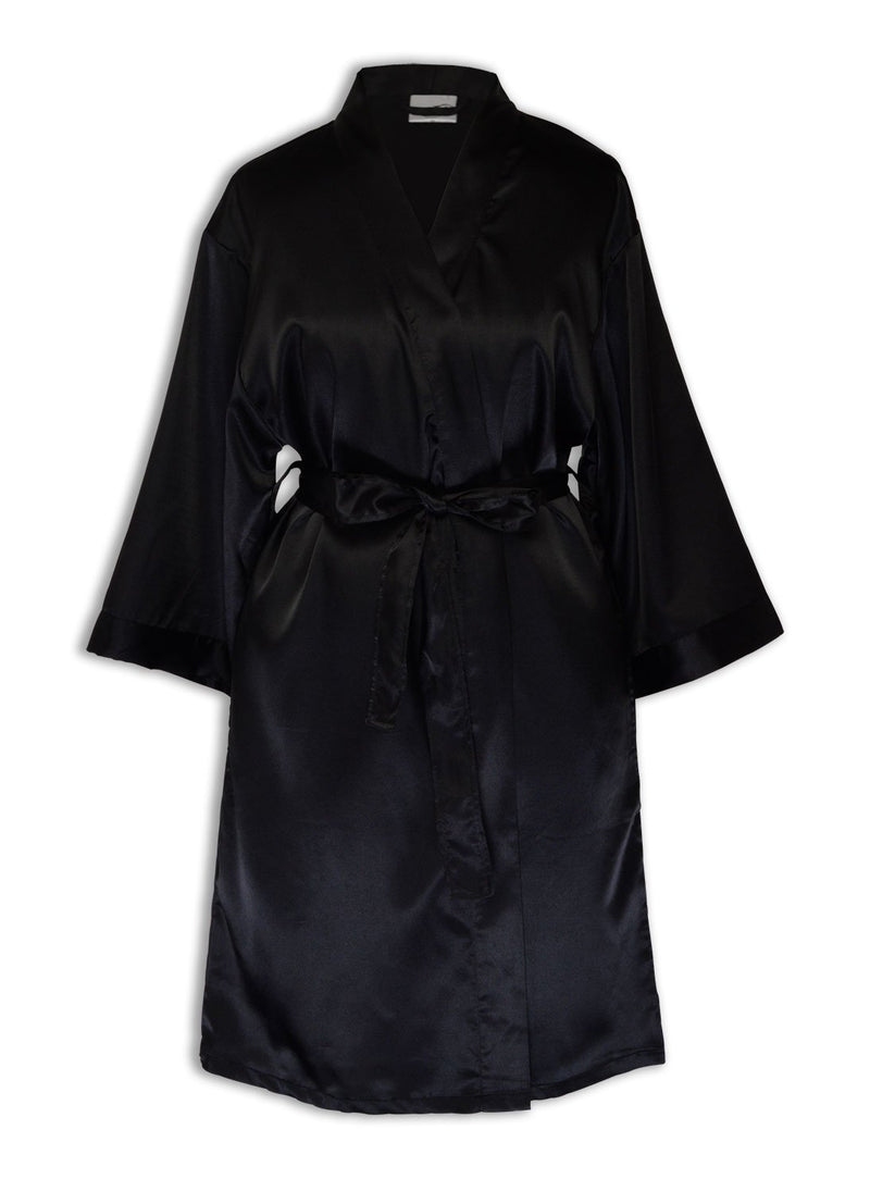 Goza Towels Women's Kimono Satin Robe, Solid Color, Short, Two Side Pockets - Gozatowels