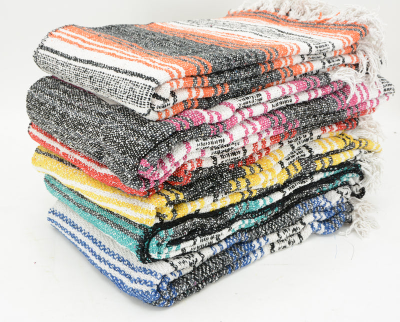 Authentic Mexican Throw Blanket for Yoga, Falsa by Goza Cotton