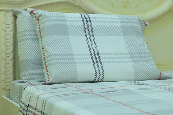 white plaid cotton flannel sheets