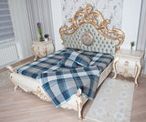 blue plaid flannel flat sheet