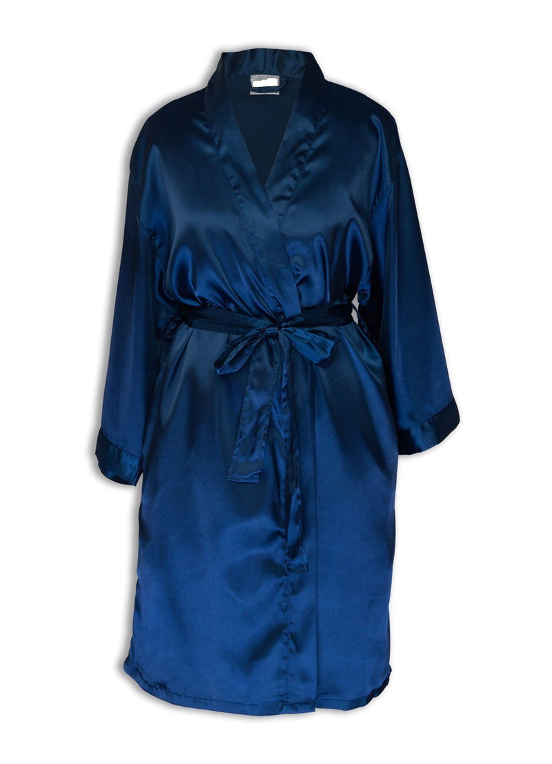 Goza Towels Women's Kimono Satin Robe, Solid Color, Short, Two Side Pockets - Gozatowels