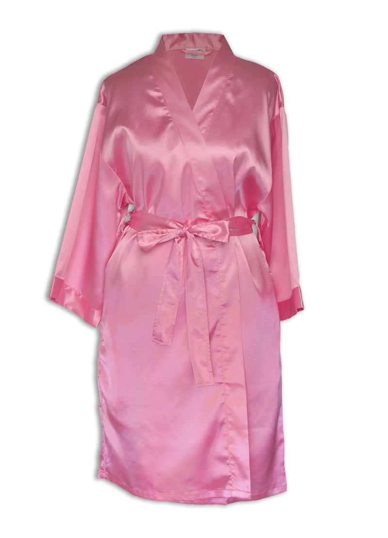 Goza Towels Women's Kimono Satin Robe, Solid Color, Short, Two Side Pockets - Gozatowels