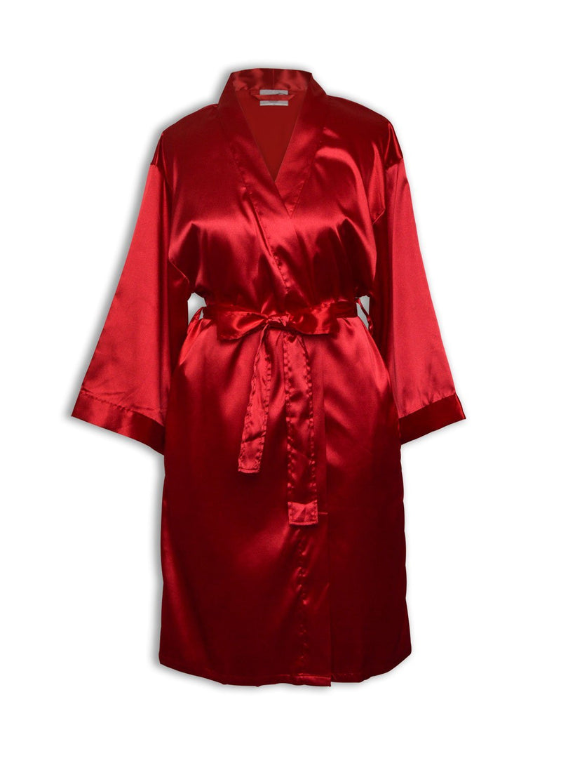 Goza Towels Women's Kimono Satin Robe, Solid Color, Short, Two Side Pockets - Gozatowels