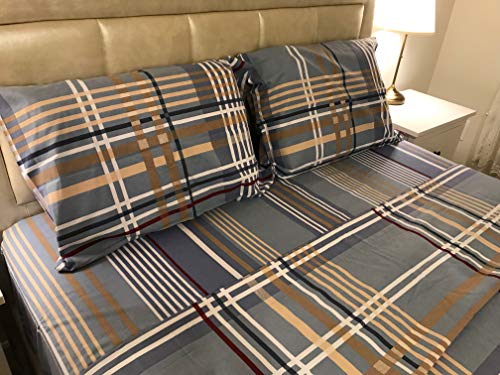 blue plaid flannel fitted sheet